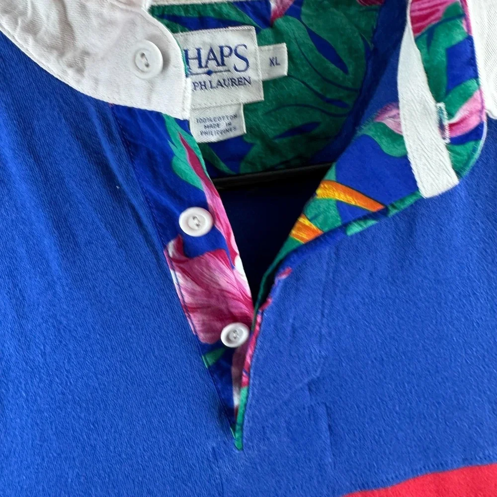 Vintage 90s Chaps Ralph Lauren Shirt Mens XL Rugby Polo Hawaiian Cotton